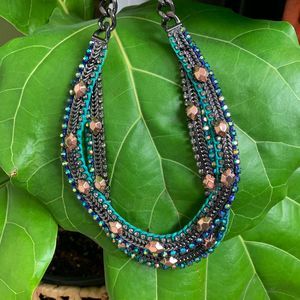 Stella & Dot Hematite Mercury Bib Necklace
